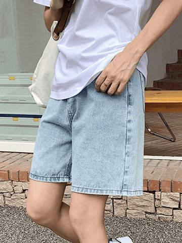 Sonicelife High Waist Straight Leg Denim Shorts