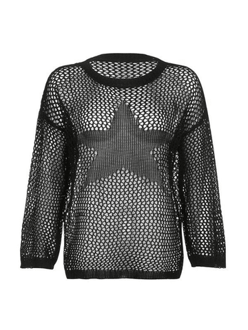 Back To School Sonicelife Hollow Out Star Crochet Knit Top