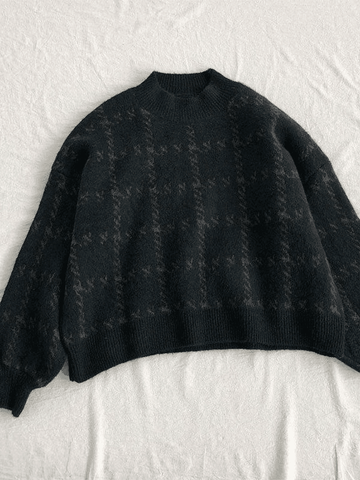 Back To School Sonicelife Houndstooth Checkered Knit Sweater