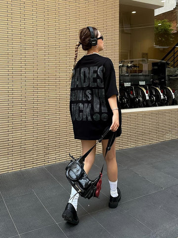 Back To School Sonicelife American Style Retro Cleanfit Digital Printing Pure Cotton Short-sleeved T-shirt Women's National Fashion Oversize Hot Girl Top Fashion