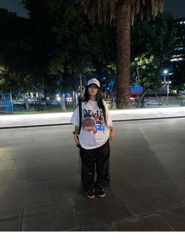 Back To School Sonicelife American Style Retro White Cartoon Skull Short-sleeved T-shirt Women's Summer European And American Street Instagram Popular Brand Top