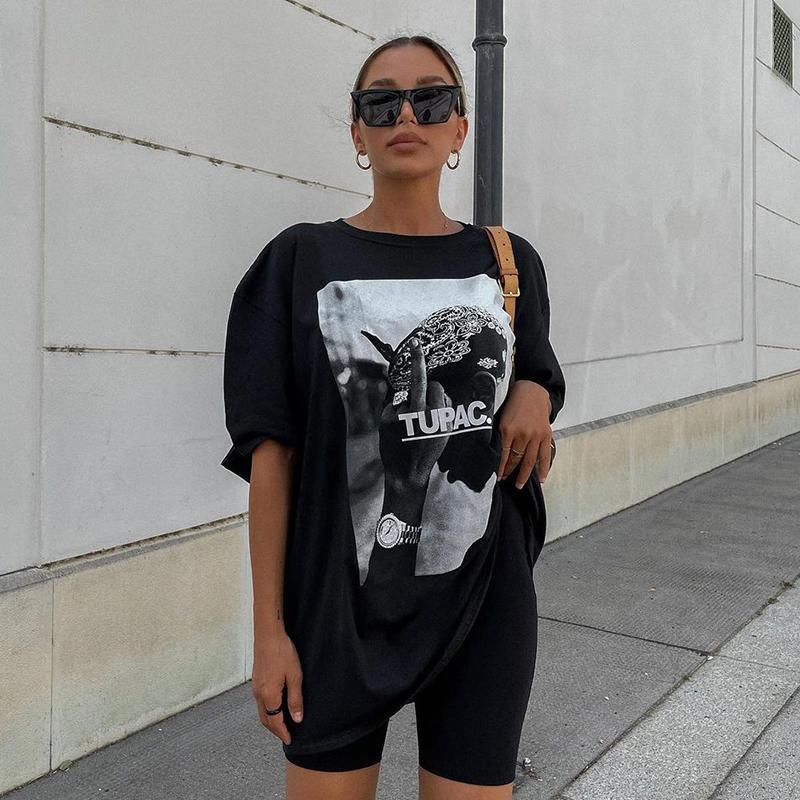 Back To School Sonicelife American-style Retro Black T-shirt Short-sleeved Women's Spring And Summer Oversize Loose Boyfriend Hot Girl Top Trendy