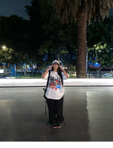 Back To School Sonicelife American Style Retro White Cartoon Skull Short-sleeved T-shirt Women's Summer European And American Street Instagram Popular Brand Top