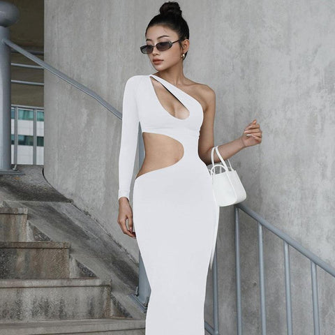 Sonicelife Women's 2024 Summer New Fashion Sexy Hollow Shoulder Long Sleeve Dress Foreign Trade Wholesale