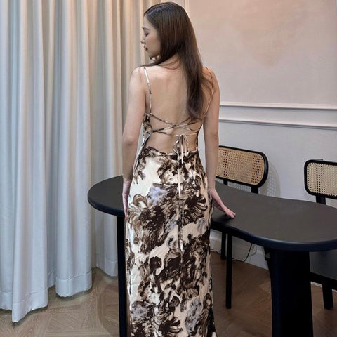 Sonicelife Style Hot Women's 2024 Summer New Fashion Printing Sexy Backless Lace Dress Manufacturers Wholesale