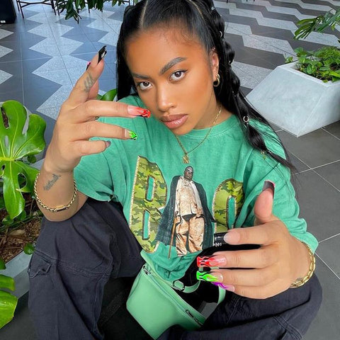 Back To School Sonicelife American Style Retro Green Short-sleeved Women's Spring And Summer Oversize Loose T-shirt Boyfriend Hot Girl Top Trendy