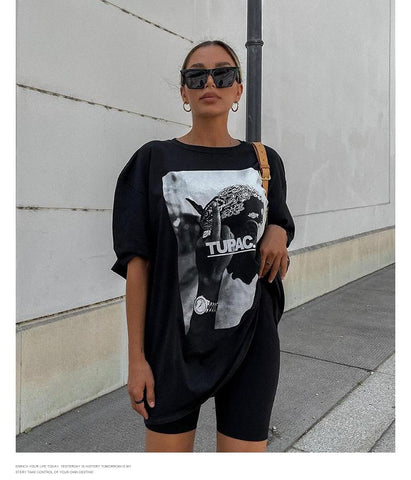 Back To School Sonicelife American-style Retro Black T-shirt Short-sleeved Women's Spring And Summer Oversize Loose Boyfriend Hot Girl Top Trendy