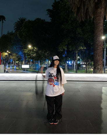 Back To School Sonicelife American Style Retro White Cartoon Skull Short-sleeved T-shirt Women's Summer European And American Street Instagram Popular Brand Top