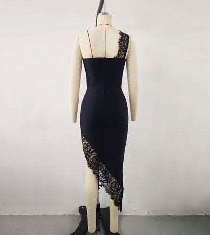 Sonicelife Export Women's Gothic Style American Hot Girl Black Lace Stitching Bandage Dress Spring Women's High-end Feeling
