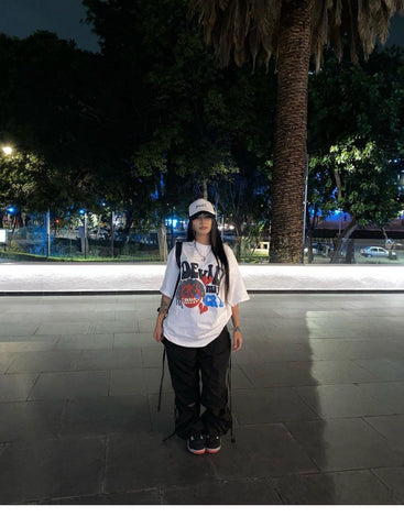 Back To School Sonicelife American Style Retro White Cartoon Skull Short-sleeved T-shirt Women's Summer European And American Street Instagram Popular Brand Top