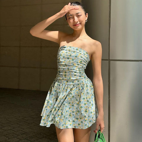 Sonicelife Hot Women's 2024 Summer New Fashion Printing Street Shoot Slim Tube Top Dress Women's Foreign Trade Wholesale