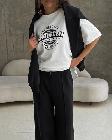 Back To School Sonicelife American Retro White Short-sleeved T-shirt Women's Summer European And American Street Loose Hot Girl Half-sleeved Niche Top