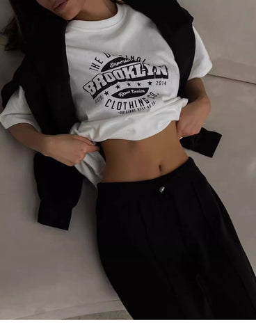 Back To School Sonicelife American Retro White Short-sleeved T-shirt Women's Summer European And American Street Loose Hot Girl Half-sleeved Niche Top
