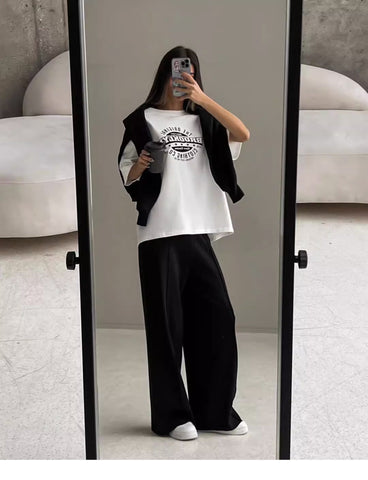 Back To School Sonicelife American Retro White Short-sleeved T-shirt Women's Summer European And American Street Loose Hot Girl Half-sleeved Niche Top