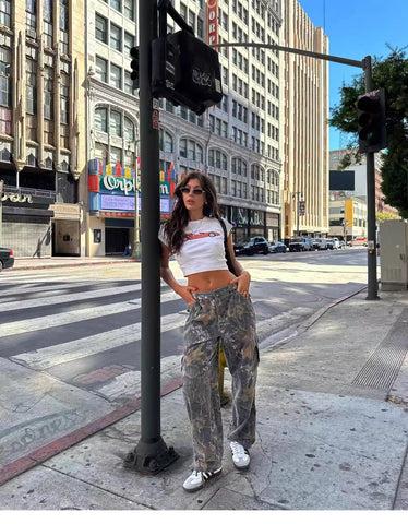 Back To School Sonicelife American Style Retro Y2K Millennium Style White Sports Car Short Short-Sleeved T-Shirt Women's Hot Girl Slim-Fit Bm Shoulder Sweet And Hot Top