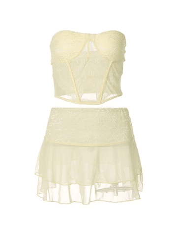 Sonicelife-Lace Paneled Two Piece Set