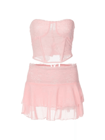 Sonicelife-Lace Paneled Two Piece Set