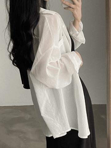 Sonicelife Lightweight Sheer Long Sleeve Blouse