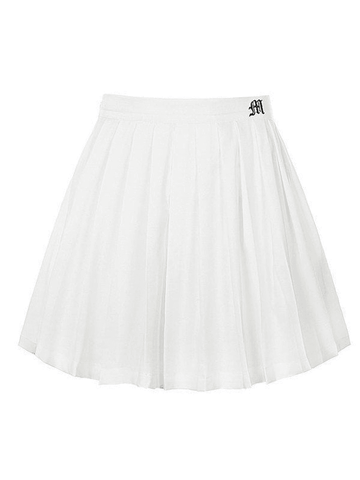 Sonicelife Lined Detail Embroidery Pleated Mini Skirt