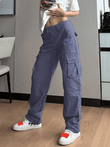 Sonicelife Low Waist Baggy Parachute Cargo Pants