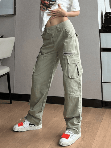 Sonicelife Low Waist Baggy Parachute Cargo Pants