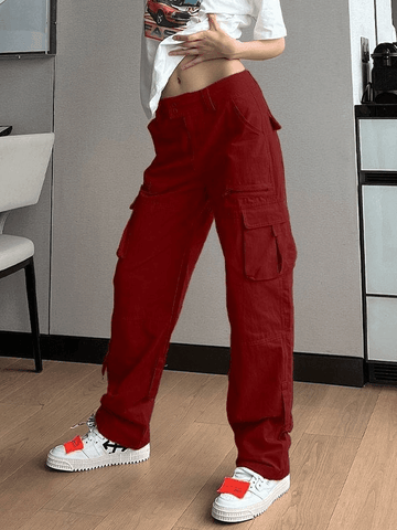 Sonicelife Low Waist Baggy Parachute Cargo Pants