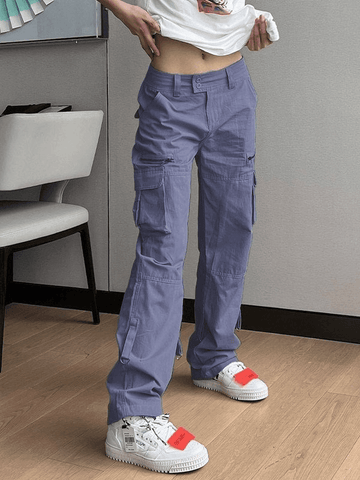 Sonicelife Low Waist Baggy Parachute Cargo Pants