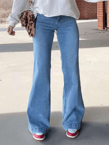 Sonicelife Mid Waist Washed Boyfriend Jeans