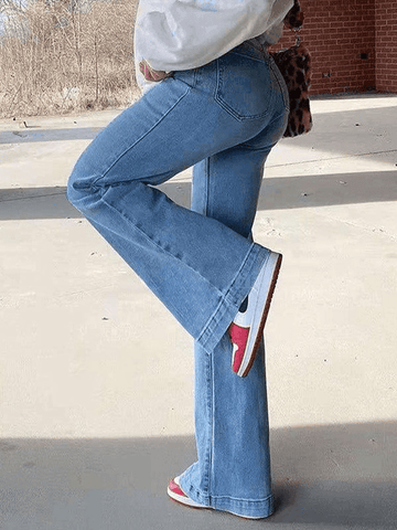 Sonicelife Mid Waist Washed Boyfriend Jeans
