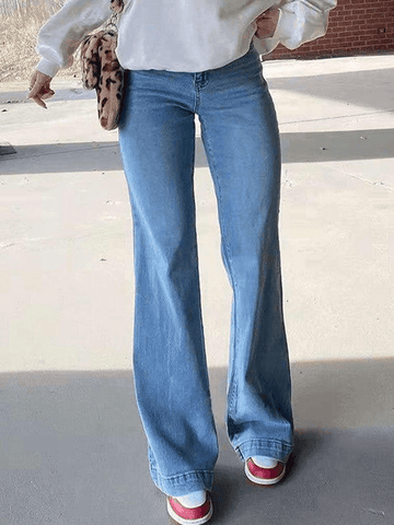 Sonicelife Mid Waist Washed Boyfriend Jeans