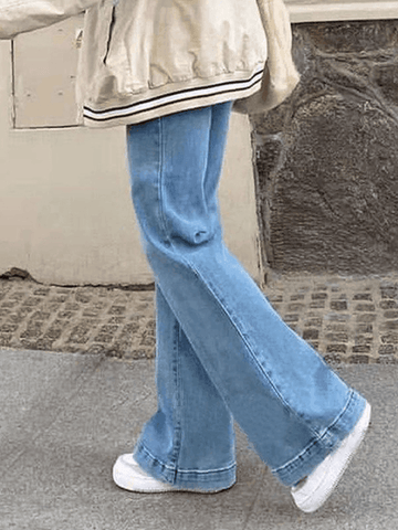 Sonicelife Mid Waist Washed Boyfriend Jeans
