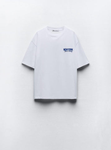 Sonicelife-Retro Clean Fit Simple Slogan Letter Short Sleeve Oversize Shirt