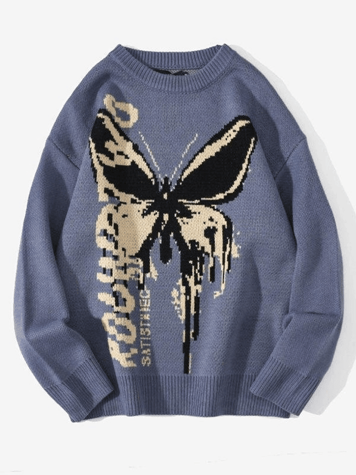 Back To School Sonicelife Oversized Butterfly Jacquard Sweater