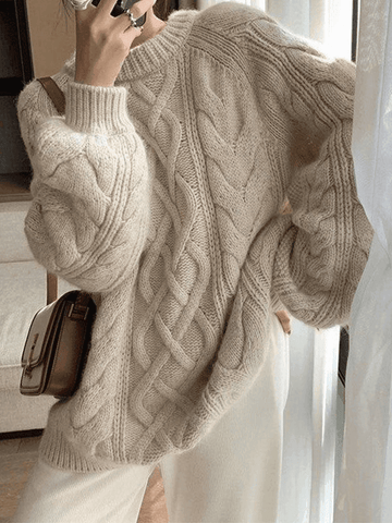 Back To School Sonicelife Oversized Cable Knit Sweater