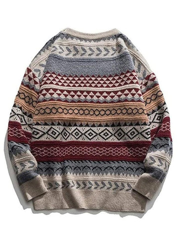 Back To School Sonicelife Oversized Mixed Jacquard Sweater