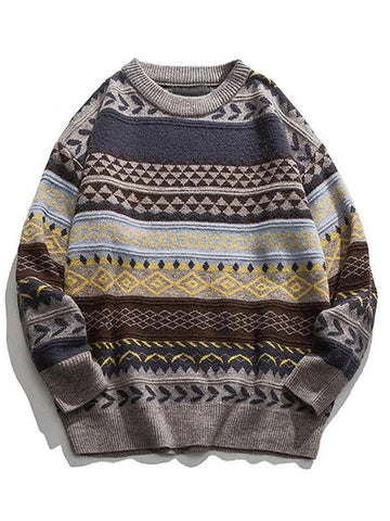 Back To School Sonicelife Oversized Mixed Jacquard Sweater