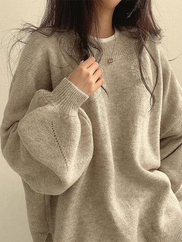 Back To School Sonicelife Oversized Split Hem Pullover Sweater