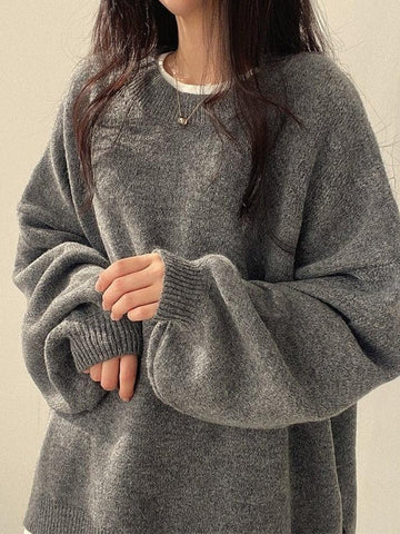 Back To School Sonicelife Oversized Split Hem Pullover Sweater