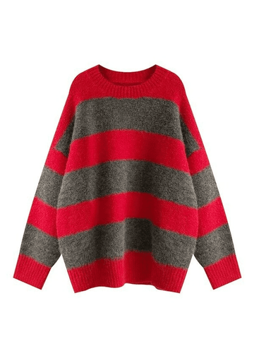 Back To School Sonicelife Oversized Stripe Pullover Sweater