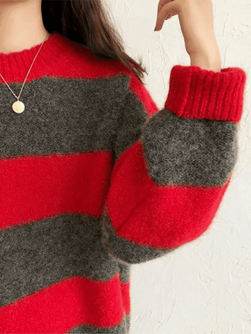 Back To School Sonicelife Oversized Stripe Pullover Sweater