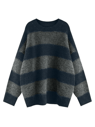 Back To School Sonicelife Oversized Stripe Pullover Sweater