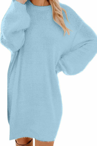 Sonicelife hoco dresses Long Sleeve Crew Neck Plush Dress