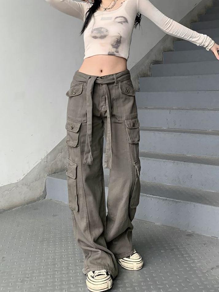Sonicelife Pocket-Detail Vintage Cargo Jeans