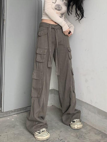 Sonicelife Pocket-Detail Vintage Cargo Jeans
