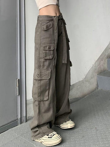 Sonicelife Pocket-Detail Vintage Cargo Jeans