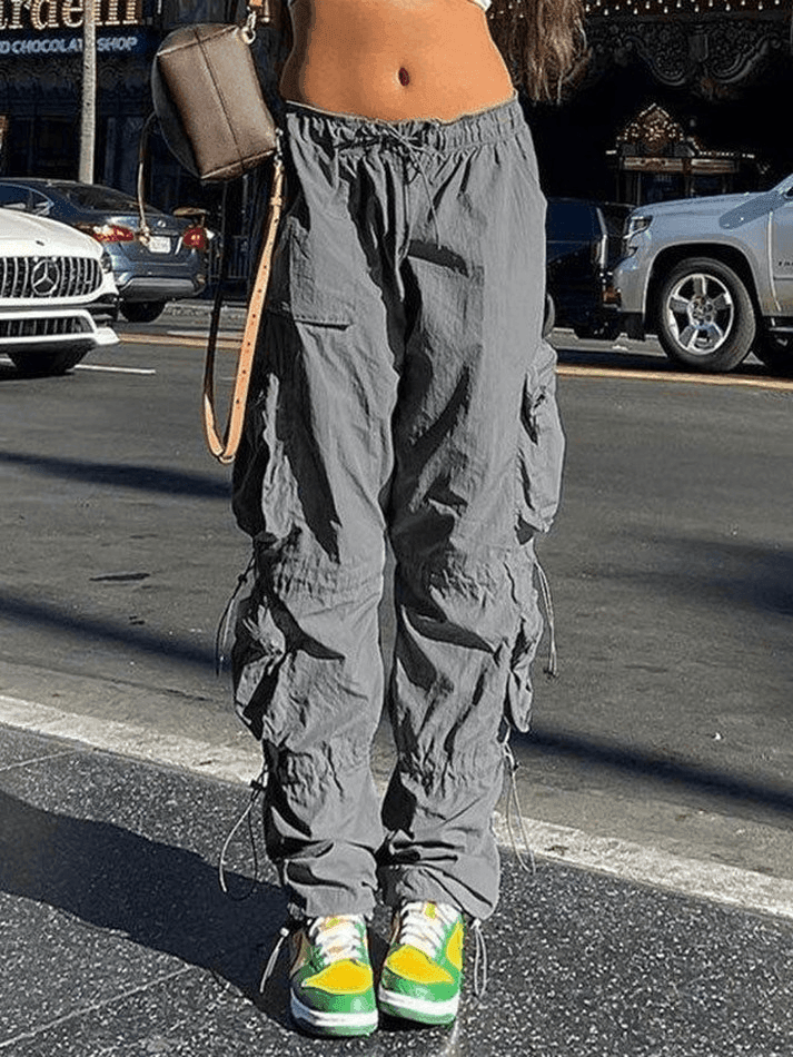 Sonicelife Pocket Patched Drawstring Cargo Pants