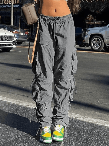 Sonicelife Pocket Patched Drawstring Cargo Pants
