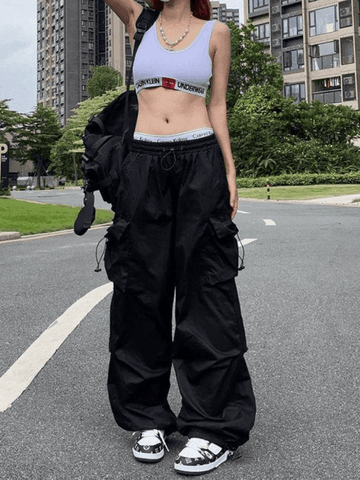 Sonicelife Punk Ruched Baggy Cargo Pants