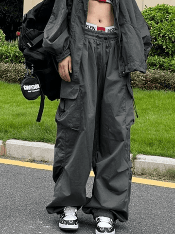 Sonicelife Punk Ruched Baggy Cargo Pants