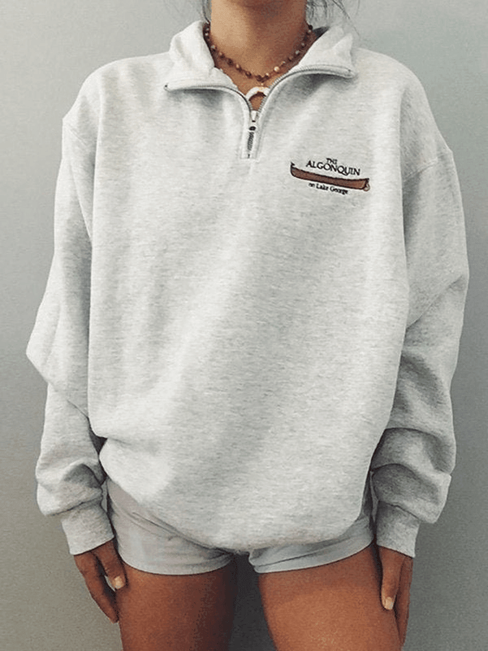 Back To School Sonicelife Quarter Zip Printed Sweatshirt